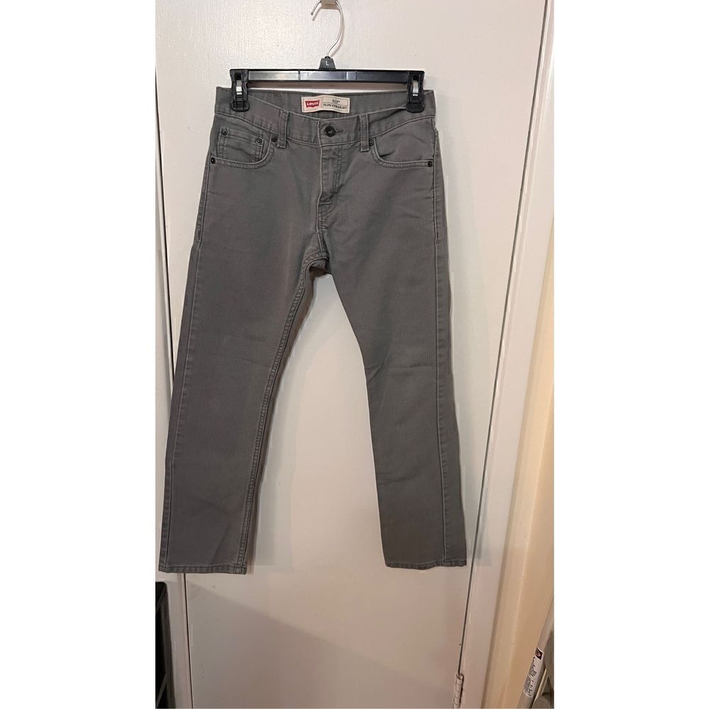 Levi's 513 Jeans Youth Mid Rise Slim Straight Denim Gray Light Wash Size 12R (28